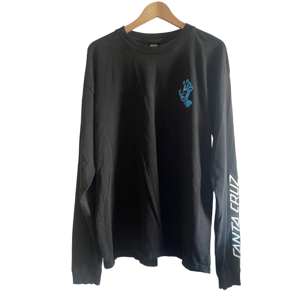 Santa Cruz long sleeve t-shirt Black screaming hand blue size large